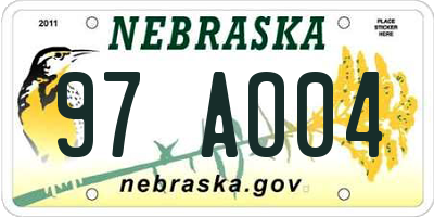 NE license plate 97AO04