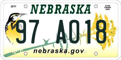 NE license plate 97AO18