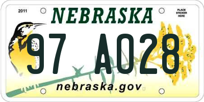 NE license plate 97AO28