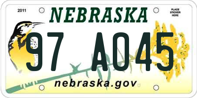 NE license plate 97AO45