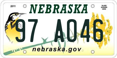 NE license plate 97AO46