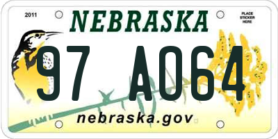 NE license plate 97AO64
