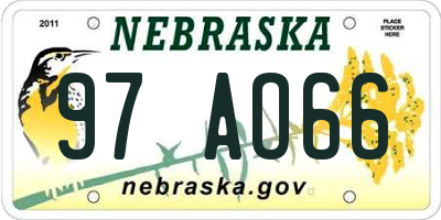 NE license plate 97AO66
