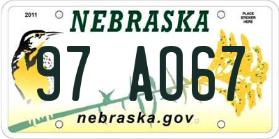 NE license plate 97AO67