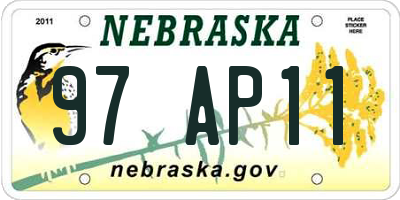 NE license plate 97AP11