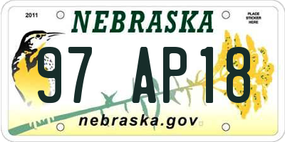 NE license plate 97AP18