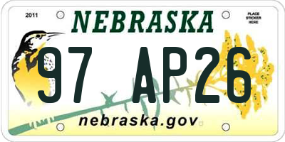NE license plate 97AP26