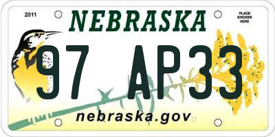 NE license plate 97AP33