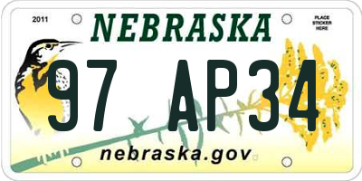 NE license plate 97AP34