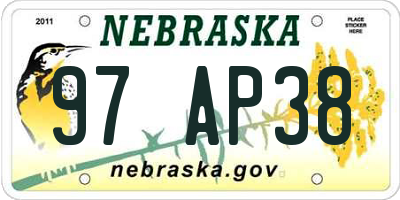 NE license plate 97AP38
