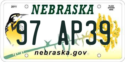 NE license plate 97AP39