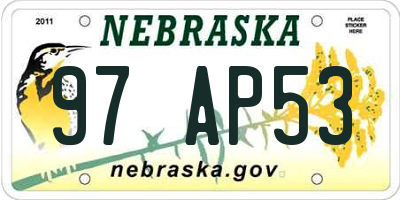 NE license plate 97AP53