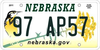 NE license plate 97AP57