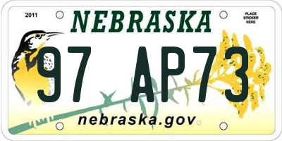 NE license plate 97AP73