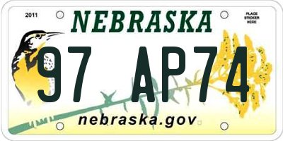 NE license plate 97AP74