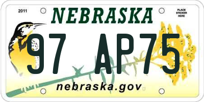 NE license plate 97AP75