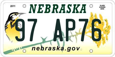 NE license plate 97AP76