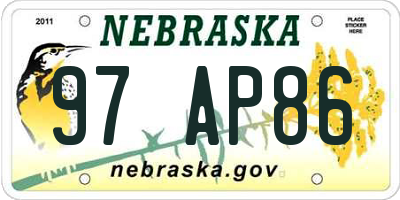 NE license plate 97AP86
