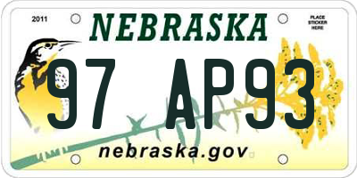 NE license plate 97AP93