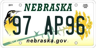 NE license plate 97AP96