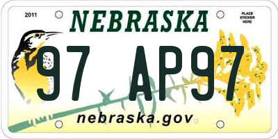 NE license plate 97AP97