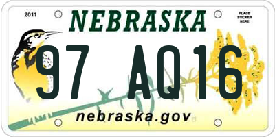 NE license plate 97AQ16
