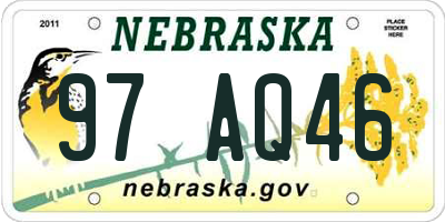 NE license plate 97AQ46