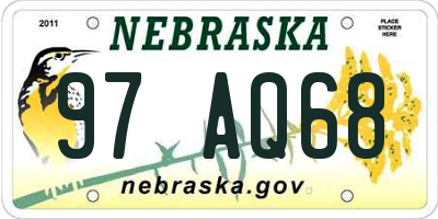 NE license plate 97AQ68