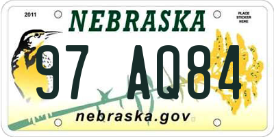 NE license plate 97AQ84
