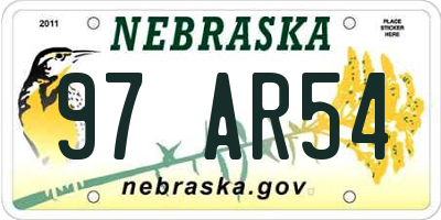 NE license plate 97AR54