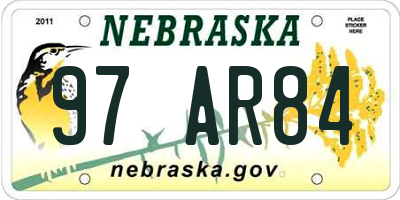 NE license plate 97AR84