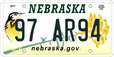 NE license plate 97AR94