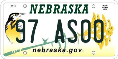 NE license plate 97AS00