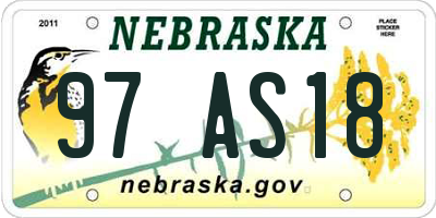 NE license plate 97AS18