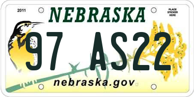 NE license plate 97AS22