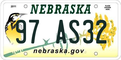 NE license plate 97AS32
