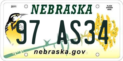 NE license plate 97AS34