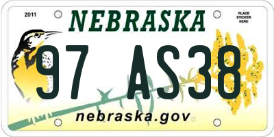 NE license plate 97AS38