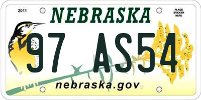 NE license plate 97AS54