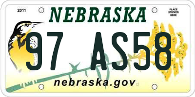 NE license plate 97AS58