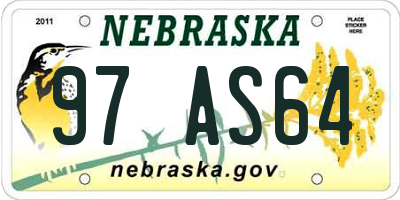 NE license plate 97AS64