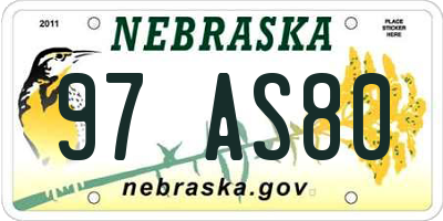 NE license plate 97AS80