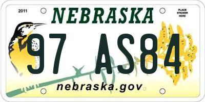 NE license plate 97AS84