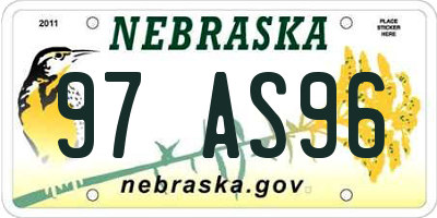 NE license plate 97AS96