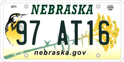 NE license plate 97AT16