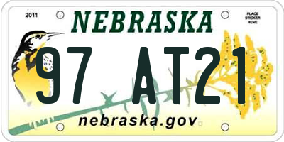 NE license plate 97AT21