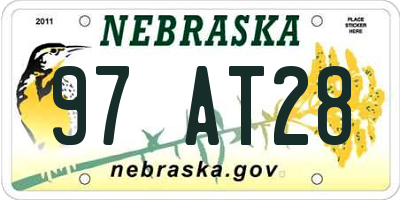 NE license plate 97AT28