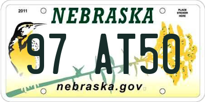 NE license plate 97AT50