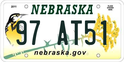 NE license plate 97AT51
