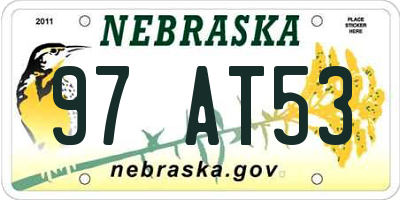 NE license plate 97AT53